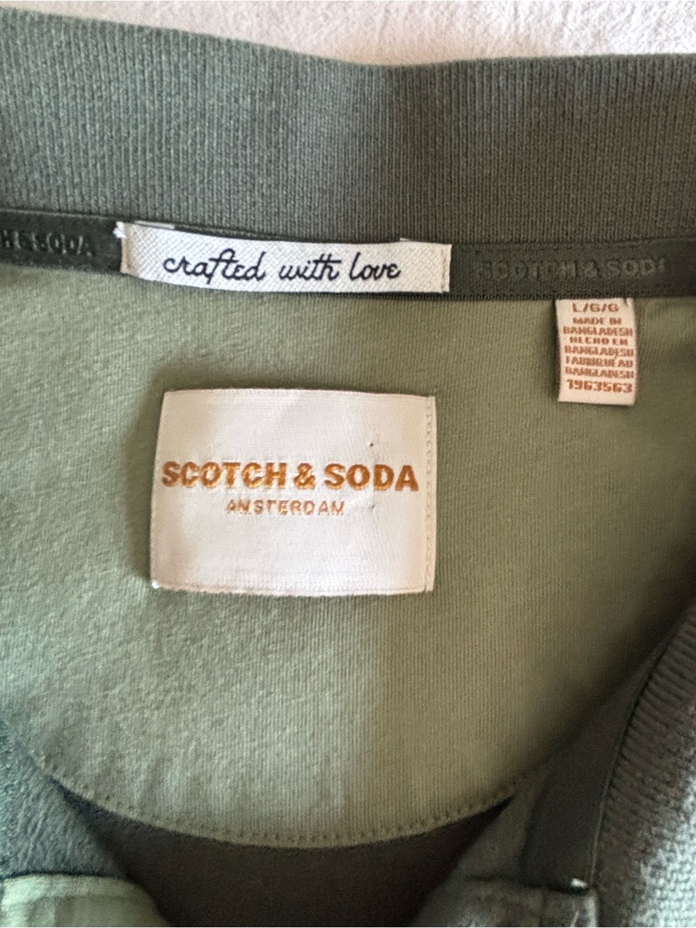Scotch & Soda Amsterdam | Olive Green Short Sleeved Polo Shirt | Size L - Picture 3 of 6
